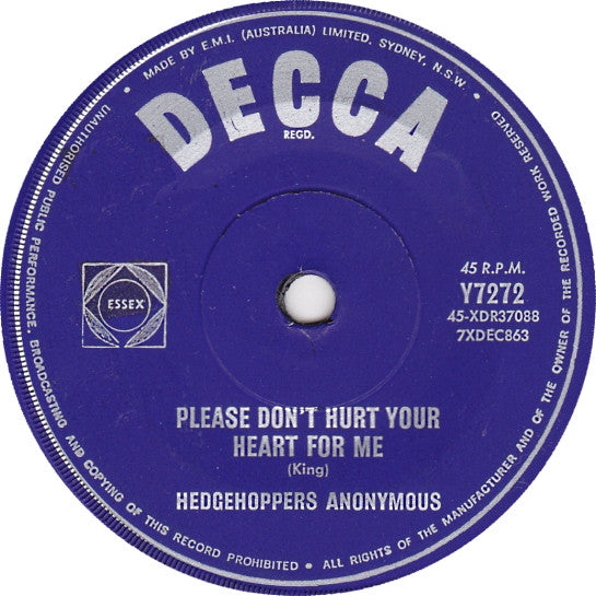 Hedgehoppers Anonymous : Don't Push Me (7", Single)