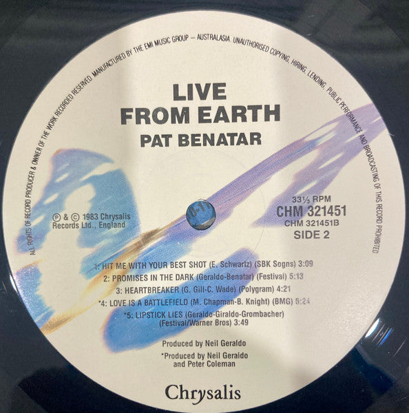 Pat Benatar : Live From Earth (LP, Album, RE)
