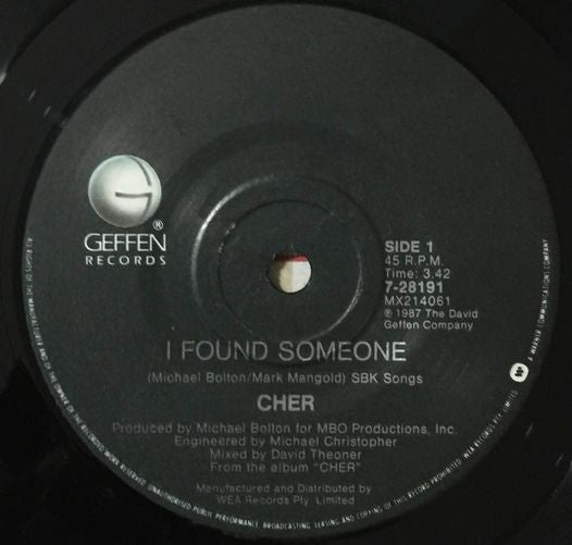 Cher : I Found Someone (7", Single)