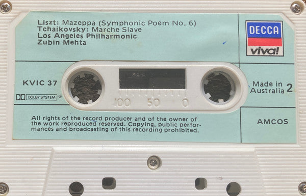 Zubin Mehta, Franz Liszt, Richard Wagner, Wiener Philharmoniker, Pyotr Ilyich Tchaikovsky, Los Angeles Philharmonic Orchestra : Les Preludes - Mazeppa - Die Meistersinger - Prelude - Marche Slave (Cass, Comp, Dol)