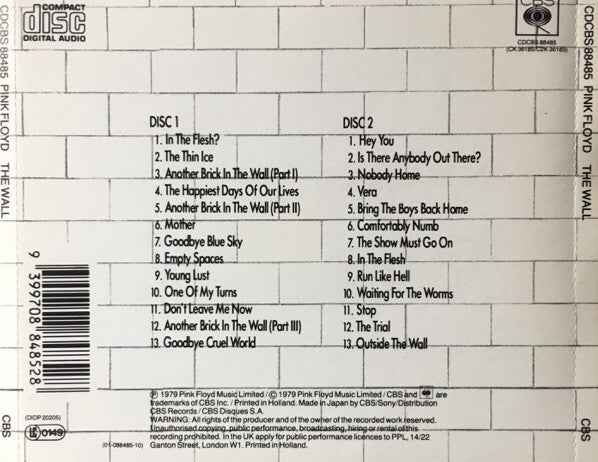 Pink Floyd : The Wall (2xCD, Album, RE)