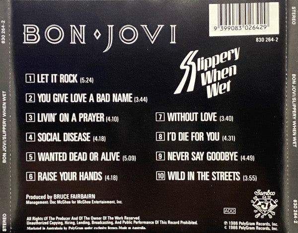 Bon Jovi : Slippery When Wet (CD, Album, RE)