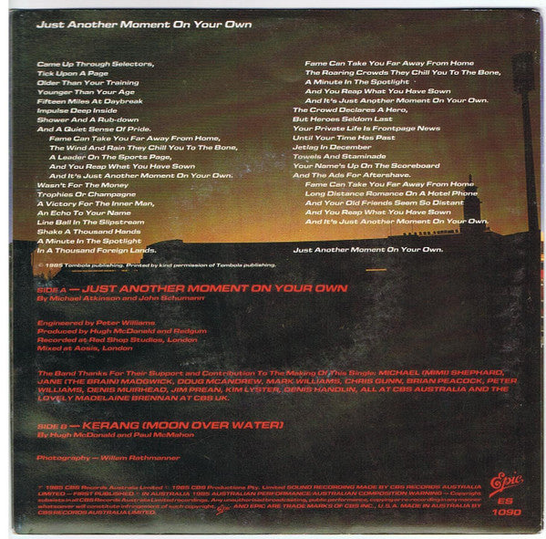 Redgum : Just Another Moment On Your Own (7", Single)