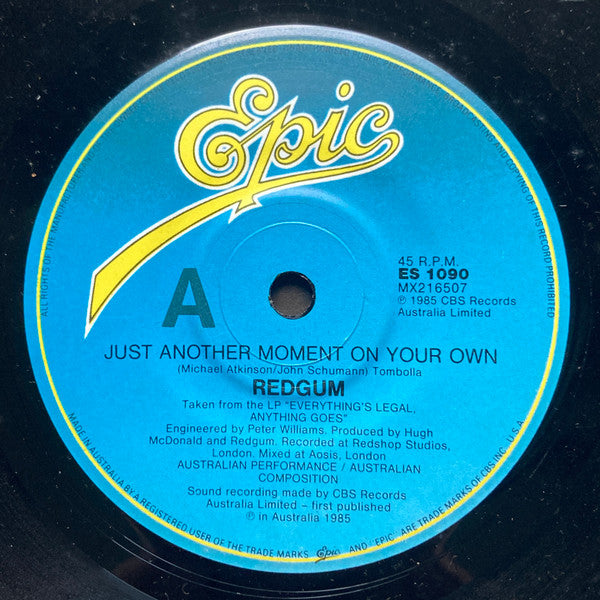 Redgum : Just Another Moment On Your Own (7", Single)