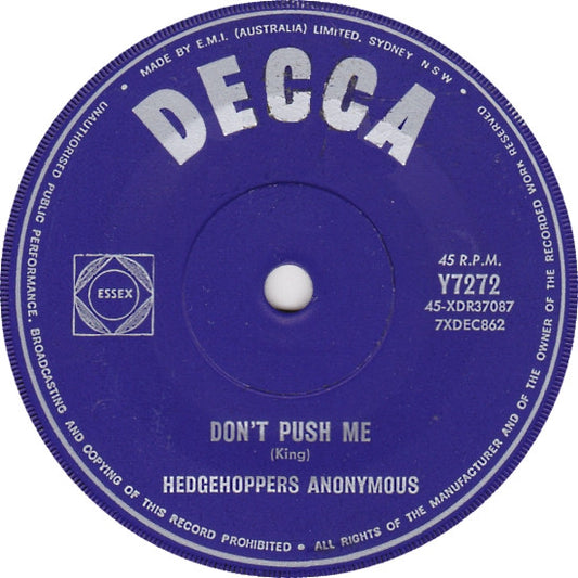 Hedgehoppers Anonymous : Don't Push Me (7", Single)