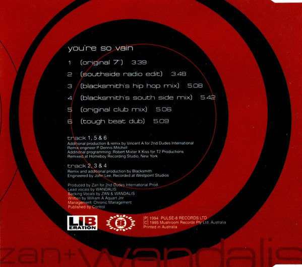 Zan + Wandalis : You're So Vain (CD, Single)
