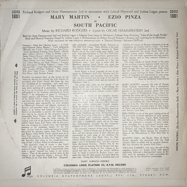 Mary Martin, Ezio Pinza, Rodgers & Hammerstein With "South Pacific" Original Broadway Cast : South Pacific (LP, Album)
