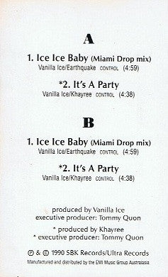Vanilla Ice : Ice Ice Baby (Cass, Single, Dol)