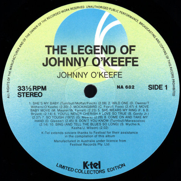 Johnny O'Keefe : The Legend of Johnny O'Keefe: 20 Greatest Hits (LP, Comp)