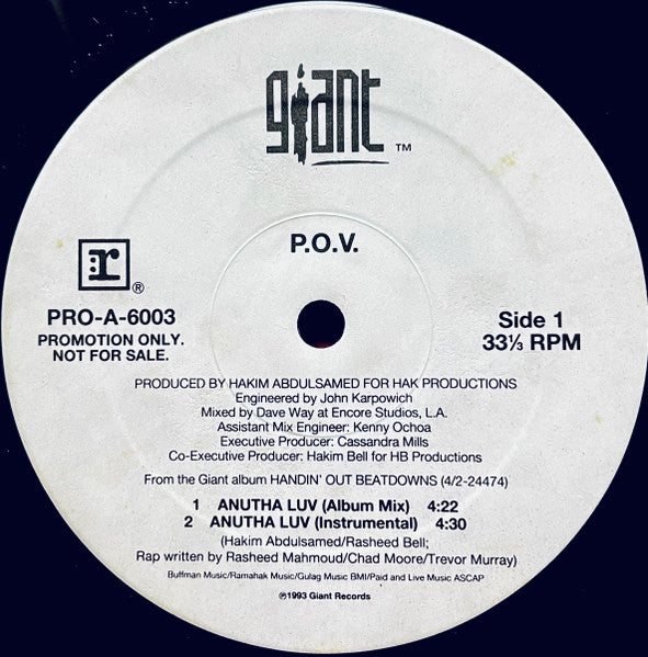 P.O.V. : Anutha Luv (12", Promo)