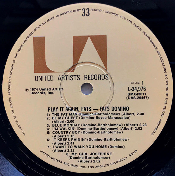 Fats Domino : The Very Best Of Fats Domino - Play It Again, Fats (LP, Comp)