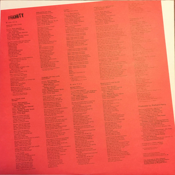 Pointer Sisters : Priority (LP, Album)