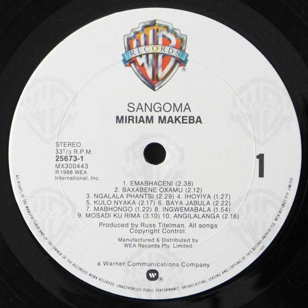 Miriam Makeba : Sangoma (LP, Album)