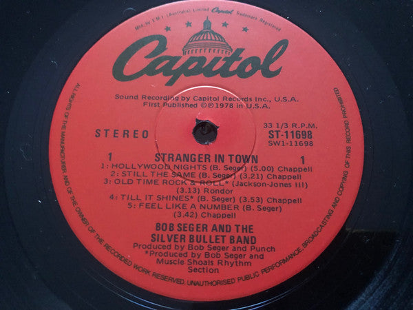 Bob Seger And The Silver Bullet Band : Stranger In Town (LP, Album, Red)