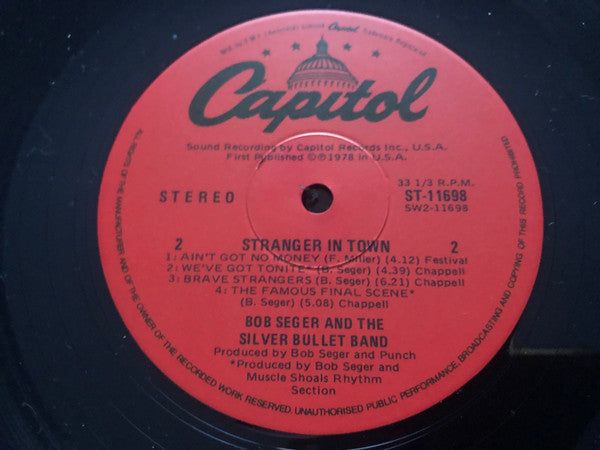 Bob Seger And The Silver Bullet Band : Stranger In Town (LP, Album, Red)