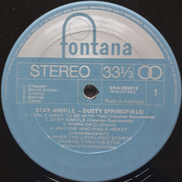 Dusty Springfield : Stay Awhile (LP, Album, RE)