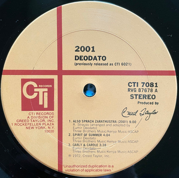 Eumir Deodato : 2001 (LP, Album, RE, Emb)