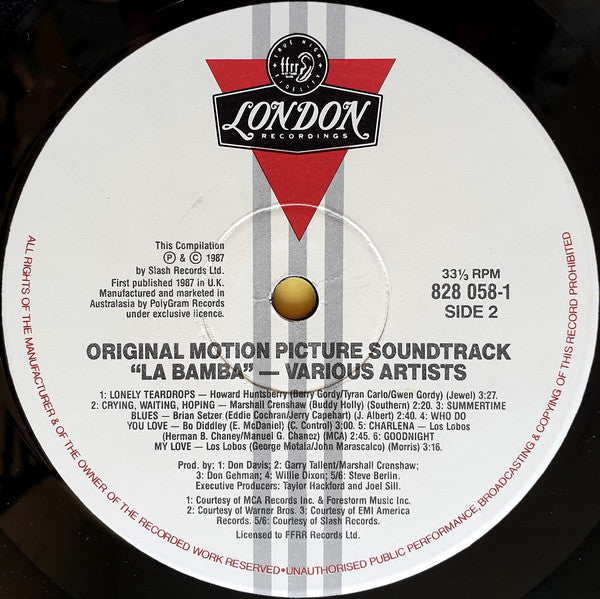Various : La Bamba (Original Motion Picture Soundtrack) (LP, Album, Comp)
