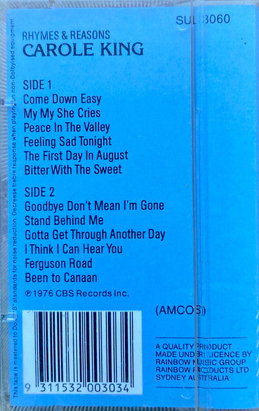 Carole King : Rhymes & Reasons (Cass, Album, RE)