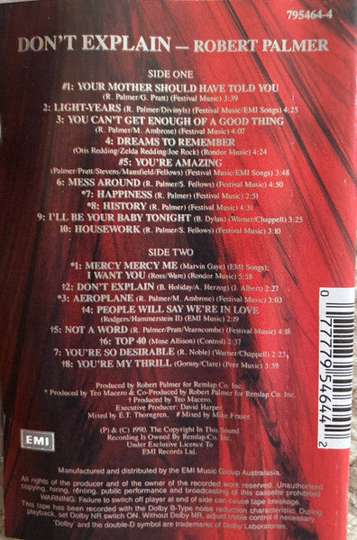 Robert Palmer : Don't Explain (Cass, Album)