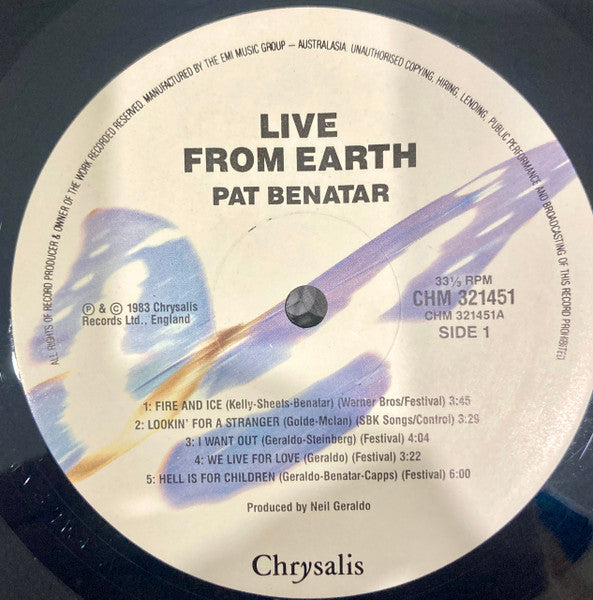 Pat Benatar : Live From Earth (LP, Album, RE)