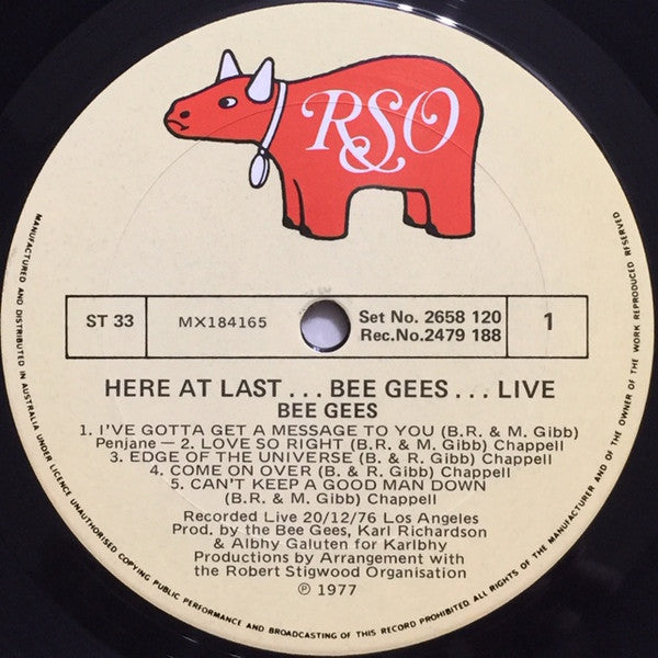 Bee Gees : Here At Last... Bee Gees ...Live (2xLP, Album, Gat)