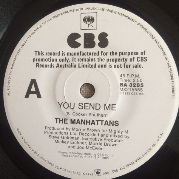 Manhattans : You Send Me (7", Single, Mono, Promo)