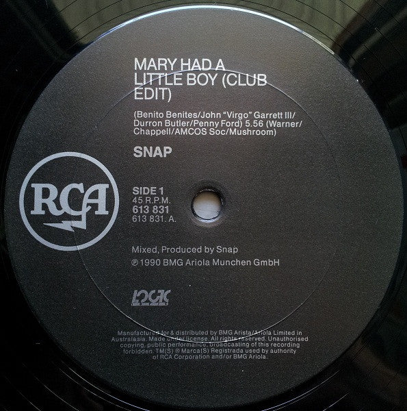 Snap! : Mary Had A Little Boy (12")