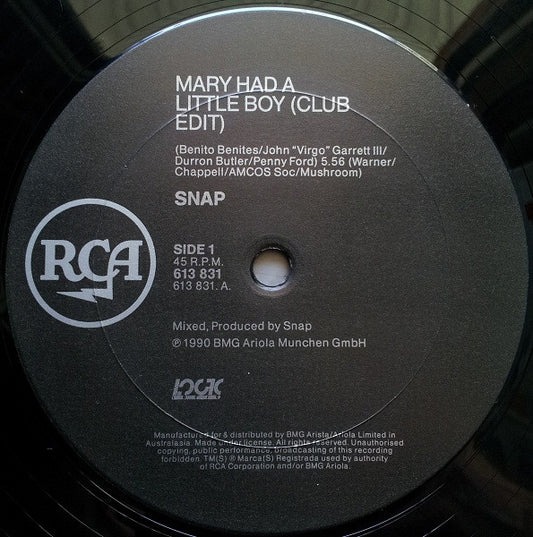 Snap! : Mary Had A Little Boy (12")