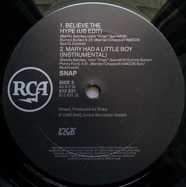 Snap! : Mary Had A Little Boy (12")
