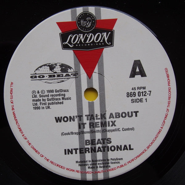 Beats International : Won't Talk About It (7")