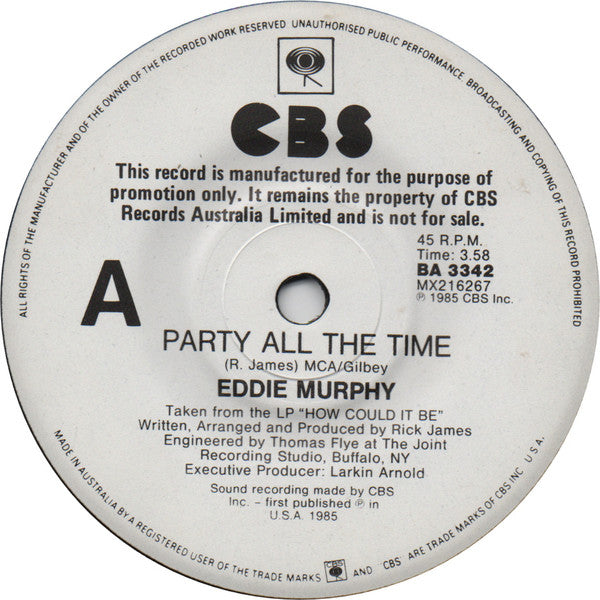 Eddie Murphy : Party All The Time (7", Promo)