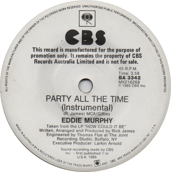 Eddie Murphy : Party All The Time (7", Promo)