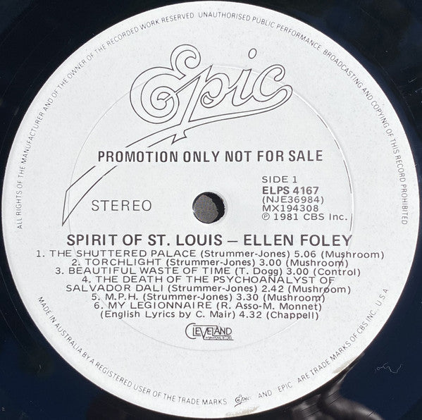 Ellen Foley : Spirit Of St. Louis (LP, Album, Promo)