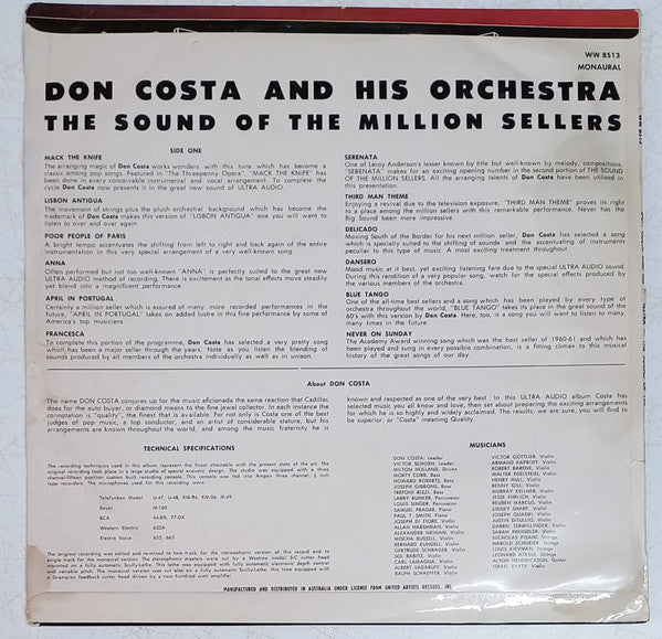 Don Costa : The Sound Of The Million Sellers (LP, Mono)
