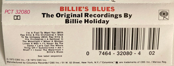 Billie Holiday : Billie's Blues (The Original Recordings By Billie Holiday) (Cass, Comp, RE, Dol)