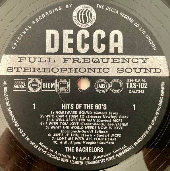 The Bachelors : Hits Of The 60's (LP, Album)