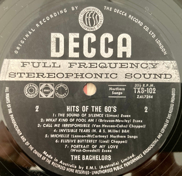 The Bachelors : Hits Of The 60's (LP, Album)