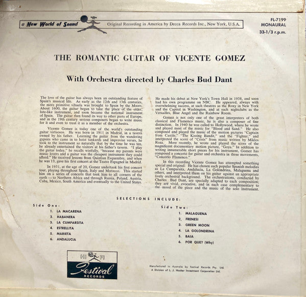 Vicente Gomez : The Romantic Guitar Of Vicente Gomez (LP, Album)