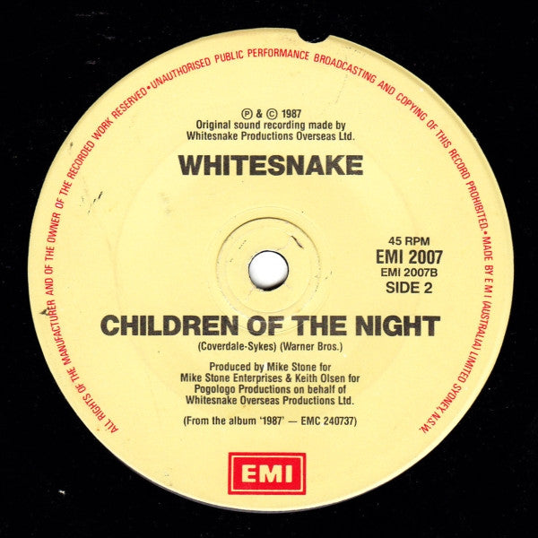 Whitesnake : Here I Go Again (7", Single, Com)