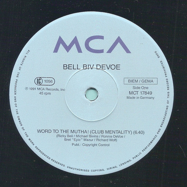 Bell Biv DeVoe : Word To The Mutha (12", Single)