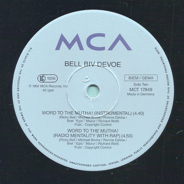 Bell Biv DeVoe : Word To The Mutha (12", Single)