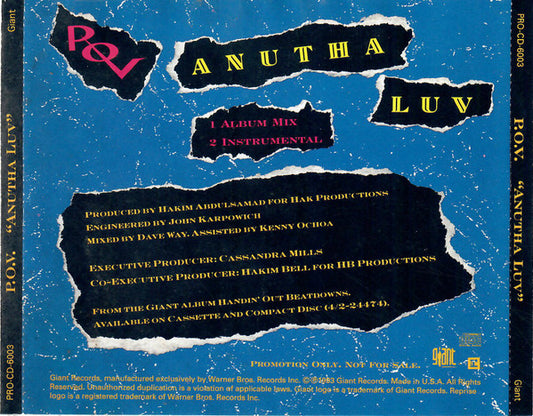 P.O.V. : Anutha Luv (CD, Single, Promo)