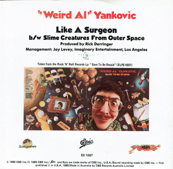 "Weird Al" Yankovic : Like A Surgeon (7", Single, Promo)