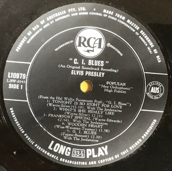 Elvis Presley : G.I. Blues (LP, Album, Mono, 1st)