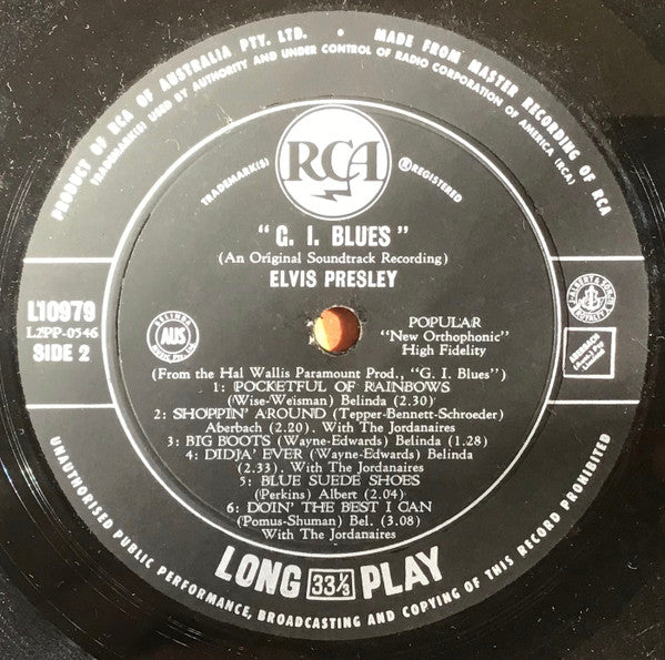 Elvis Presley : G.I. Blues (LP, Album, Mono, 1st)