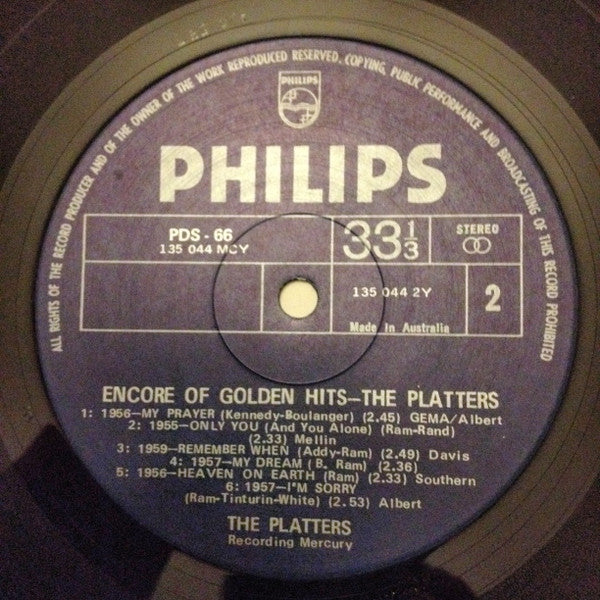 The Platters : Encore Of Golden Hits (LP, Comp, RE)