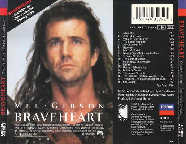 James Horner Performed By London Symphony Orchestra : Braveheart (Original Motion Picture Soundtrack) (CD, Album)