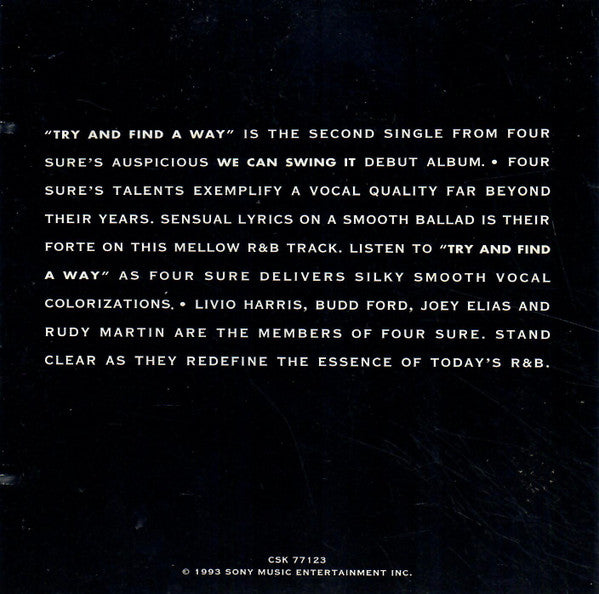 Four Sure : Try And Find A Way (CD, Single, Promo)