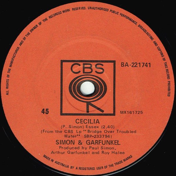 Simon & Garfunkel : Cecilia / The Only Living Boy In New York (7", Single)